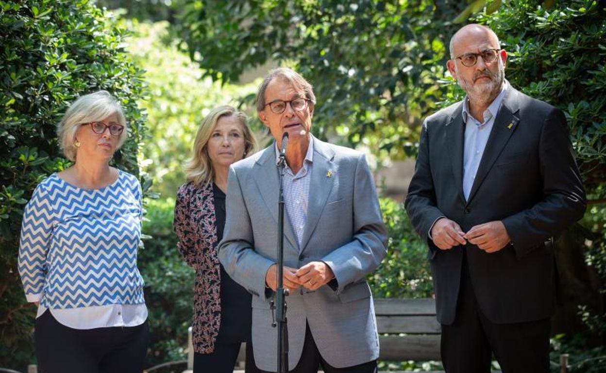 Artur Mas y los exconsellers Irene Rigau, Joana Ortega y Francesc Homs, durante las declaraciones para valorar la condena del Tribunal de Cuentas por el 9N