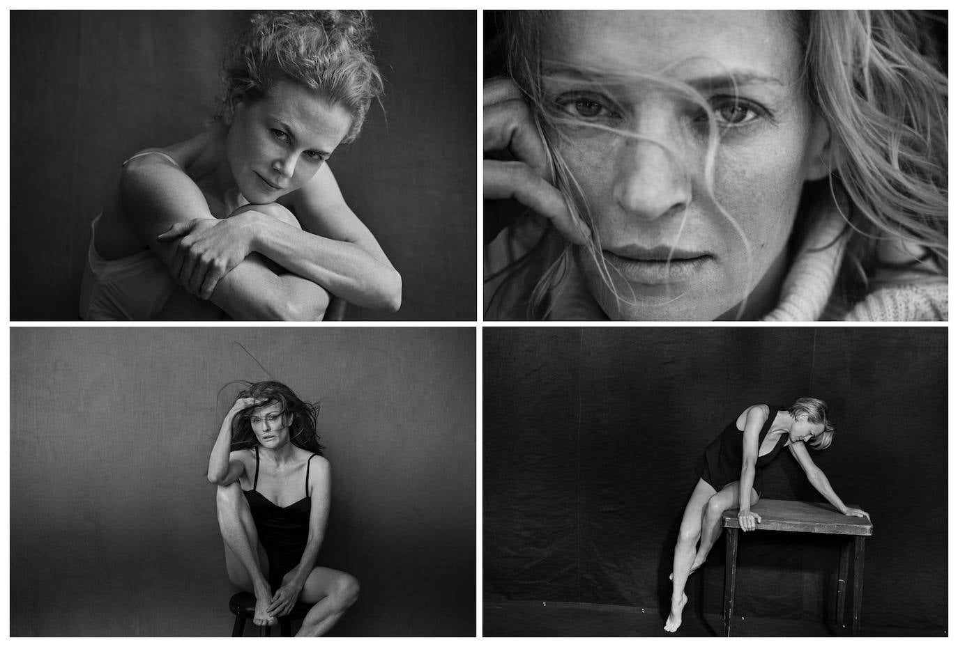 Las actrices (de izq. a dcha. y de arriba a abajo) Nicole Kidman, Uma Thurman, Julianne Moore y Robin Wright, en su posado para la edición del 2017 del calendario Pirelli. 