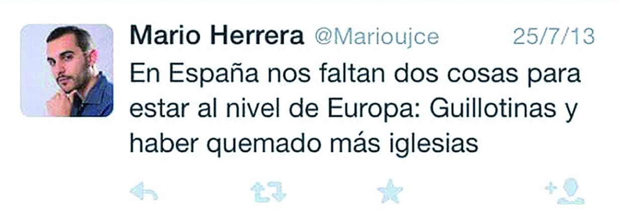 Otro de los tuits que publicó Herrera en el año 2013. :: l.r.