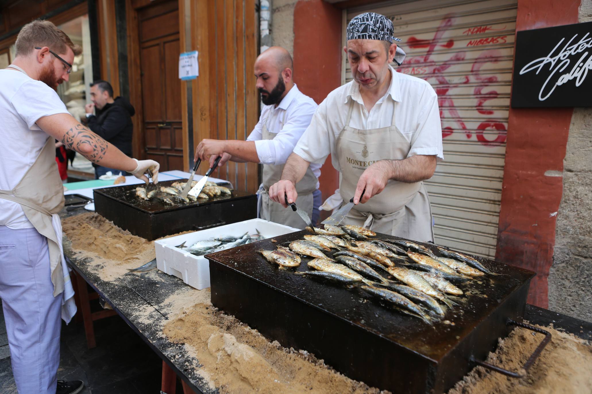 Degustaciones de choricillo, panceta y sardina