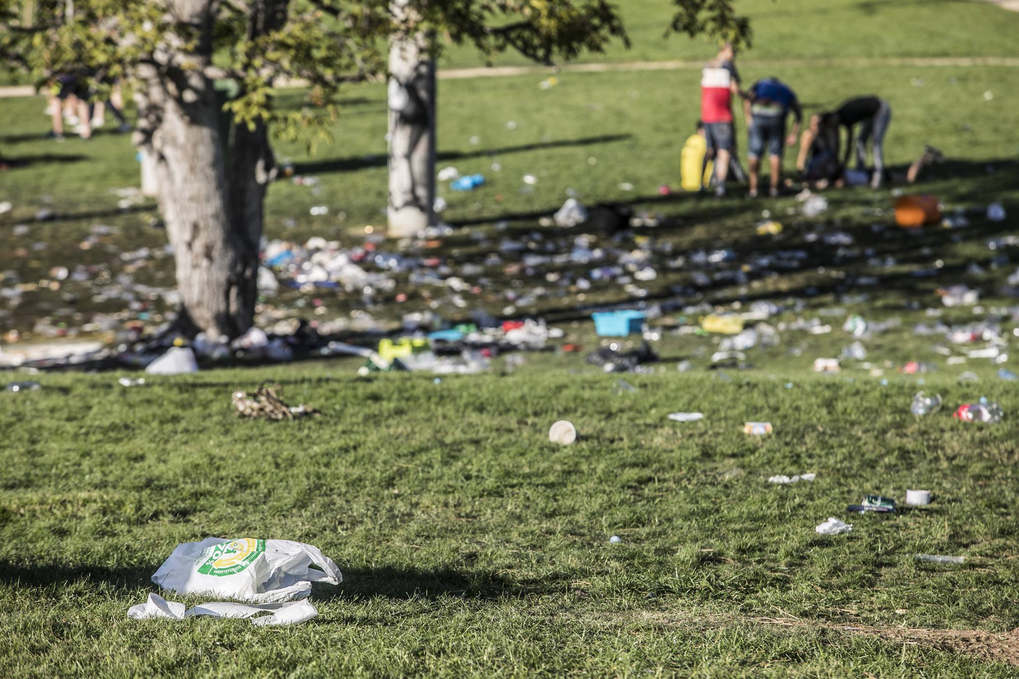 Suciedad en Logroño tras las novatadas de los universitarios