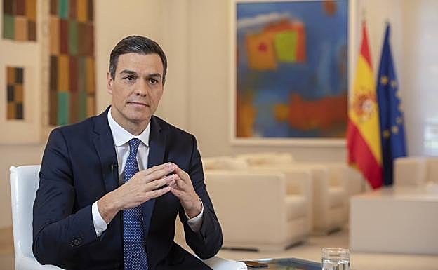 Pedro Sánchez, el pasado viernes, en su despacho del Palacio de la Moncloa.