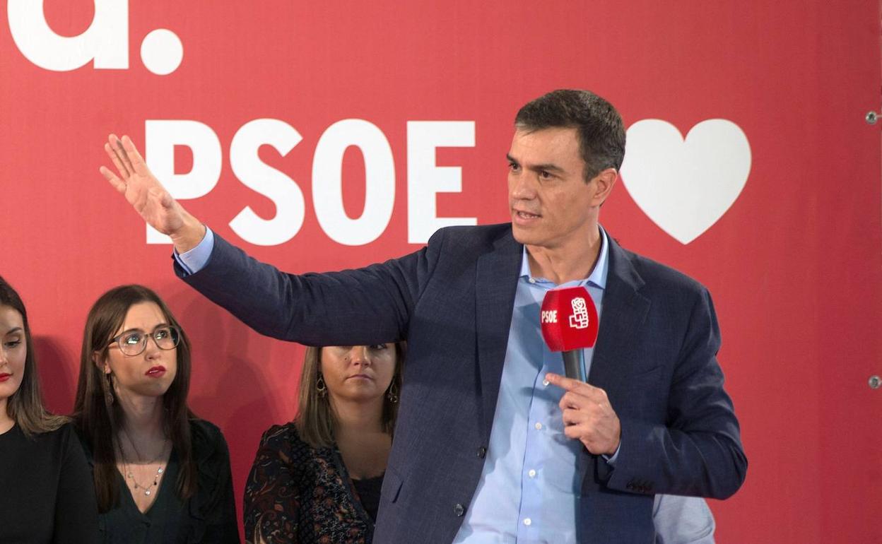 El presidente del Gobierno en funciones, Pedro Sánchez, durante un acto político este martes en Jaén.