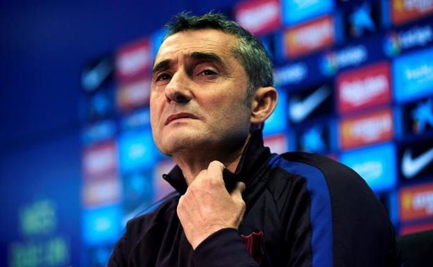 Ernesto Valverde, durante la rueda de prensa. 