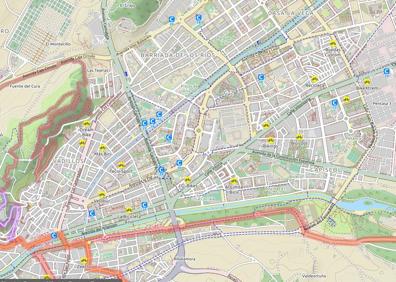 Imagen secundaria 1 - Mapa de los carriles bici en Pamplona, Burgos y Soria, siendo esta última la ciudad que menos dispone