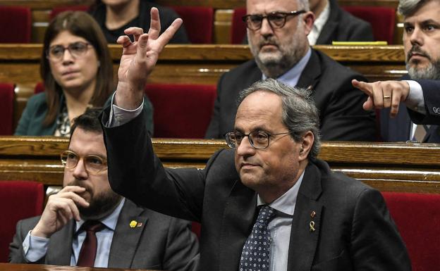 Torra pide la palabra en el pleno de este lunes del Parlamento catalán.