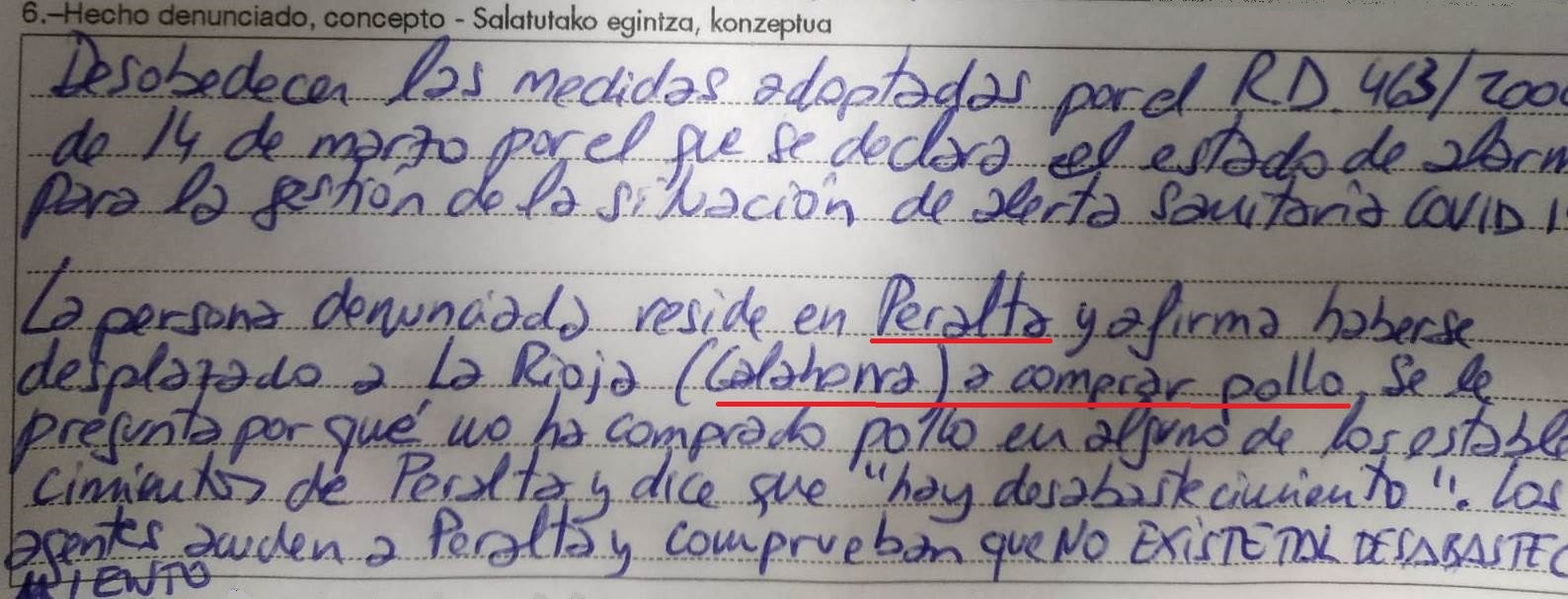 Denunciado por ir a comprar pollo a Calahorra