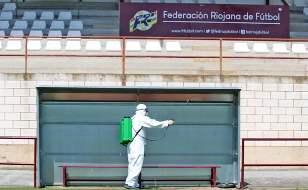 Desinfección de las instalaciones del Mundial 82, en Logroño