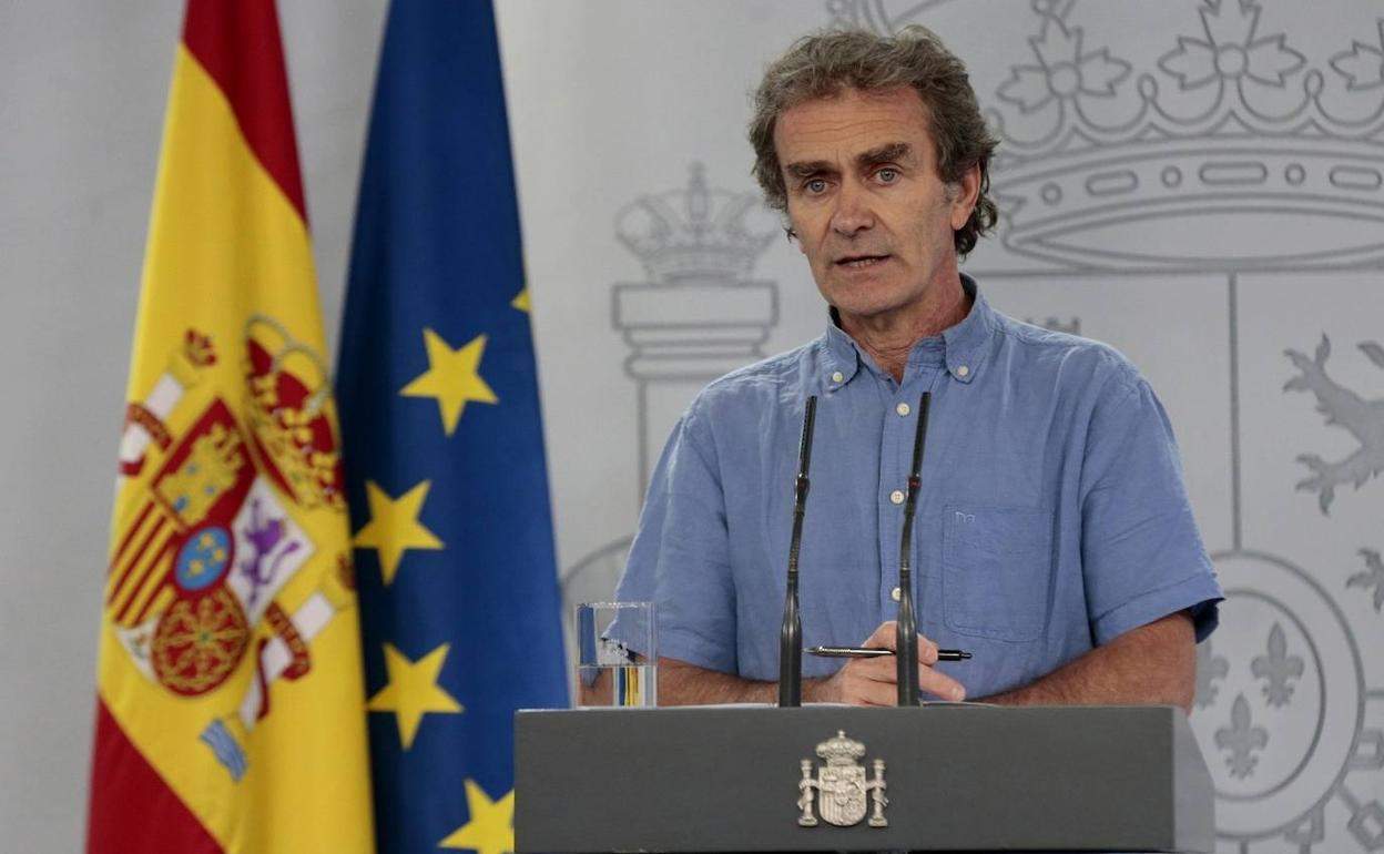 Fernando Simón, en una de las ruedas de prensa diarias que ofreció en el Palacio de la Moncloa.