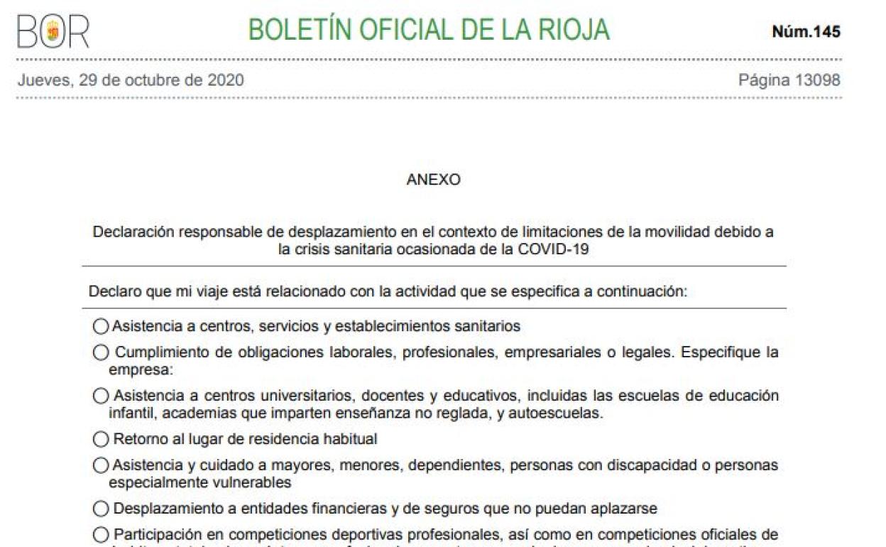 Descárgate el documento que puede permitirte entrar y salir de Logroño y Arnedo