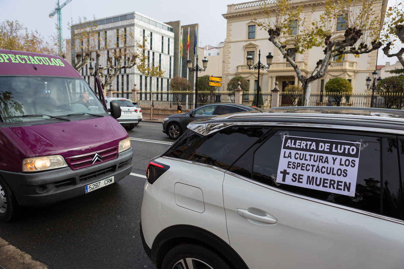 Manifestación de los profesionales del sector eventos, en Logroño.