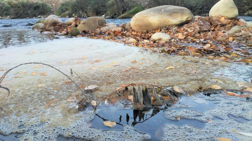 Espuma. Otro espacio del Iregua a su paso por Logroño que presenta a menudo una evidente contaminación. 