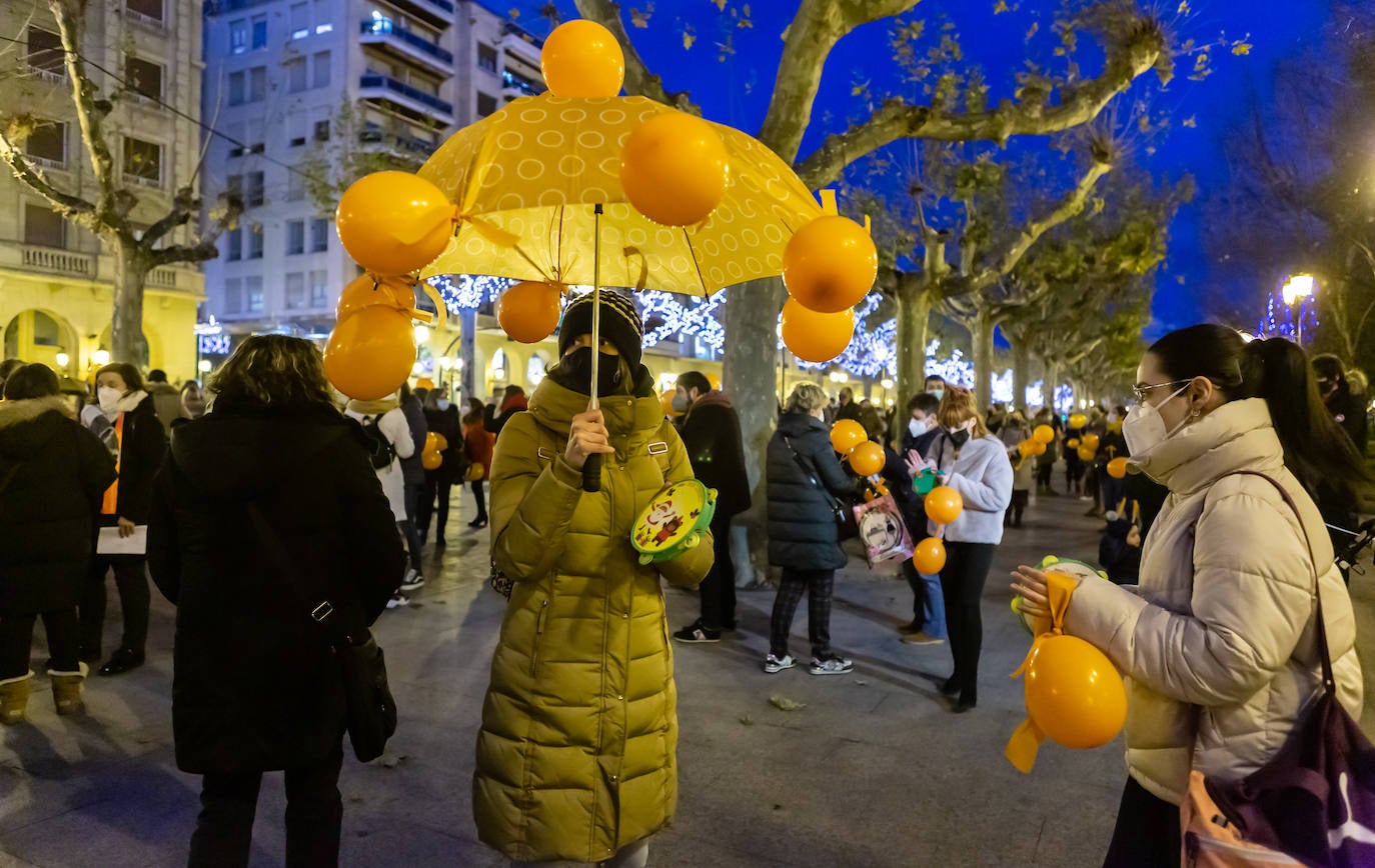 Unas 400 personas se concentran en el Paseo del Espolón para mostrar su rechazo hacia la 'Ley Celaá'.