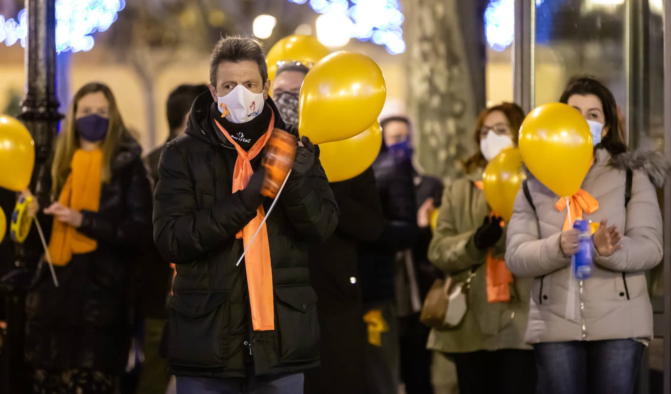 Unas 400 personas se concentran en el Paseo del Espolón para mostrar su rechazo hacia la 'Ley Celaá'.