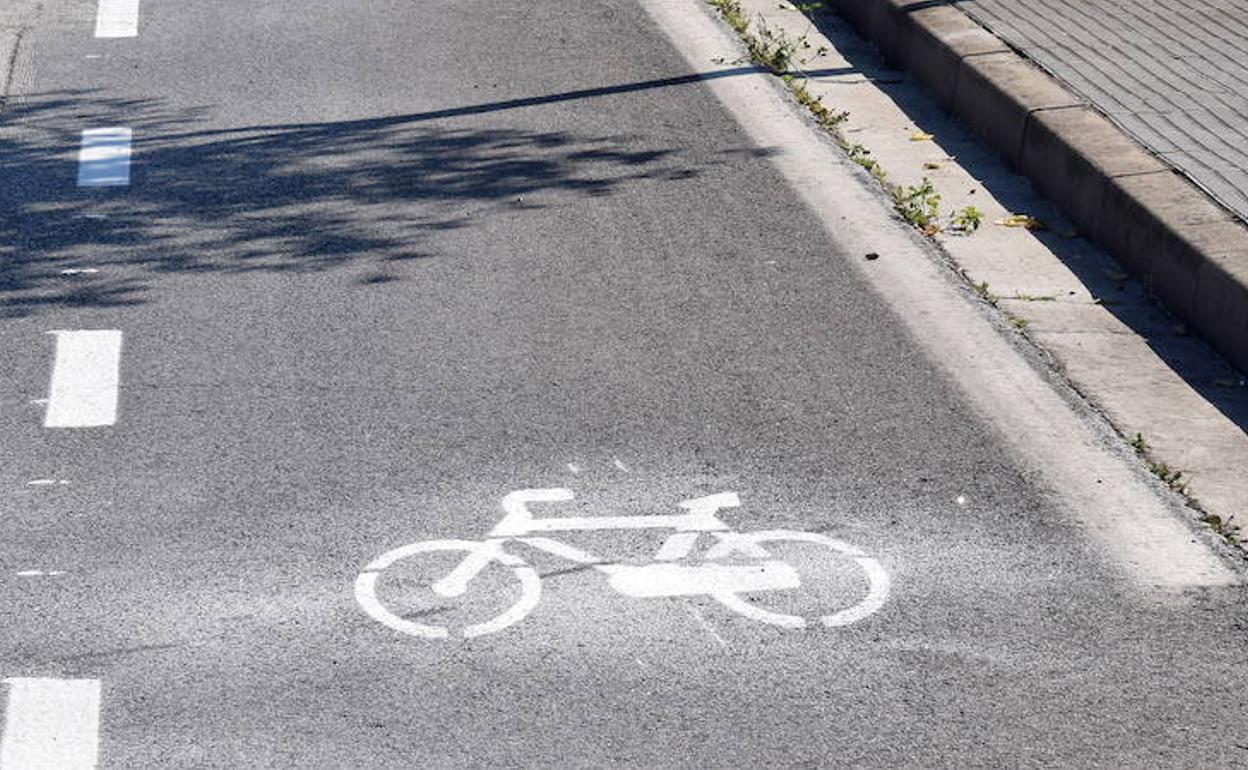 Señalización del carril bici de Logroño.