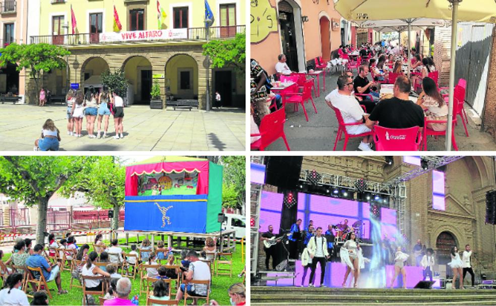 La plaza de España volvió a vivir ayer desierta un 14 de agosto, pero con gran ambiente en las terrazas y en las actividades del Ayuntamiento. 