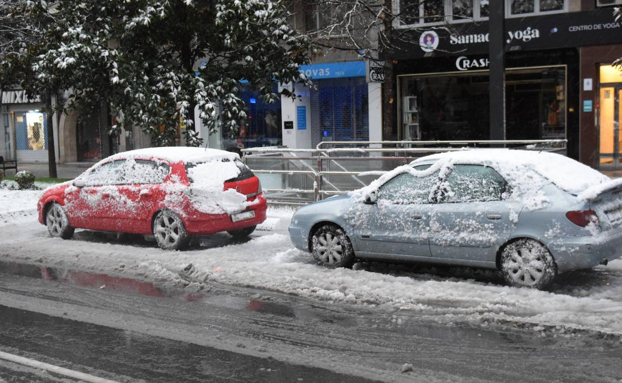 Imagen de la nevada del pasado sábado en Logroño. 