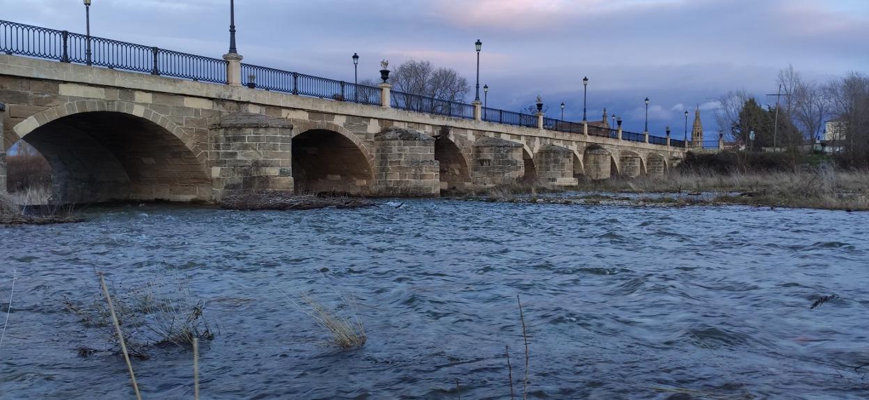 El río Oja luce caudaloso durante estas jornadas a su paso por Santo Domingo de la Calzada. 