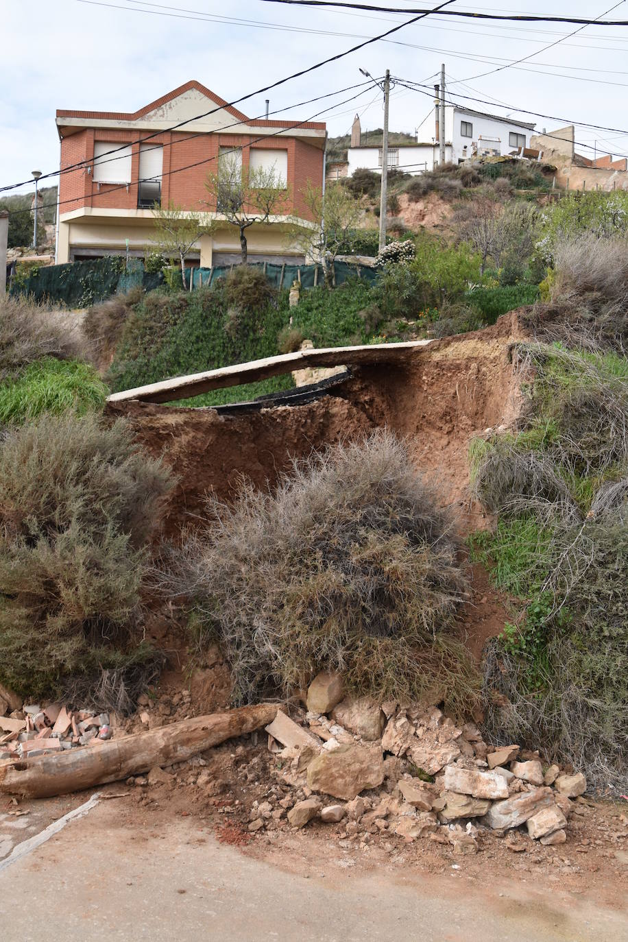 Fotos: Hundimiento de una calle en Ausejo