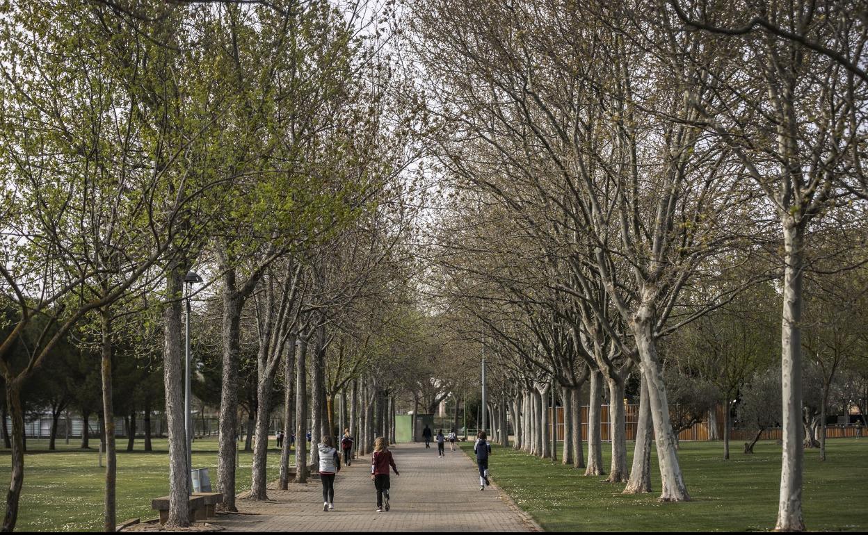 Zona de esparcimiento. Los vecinos, tanto de uno como de otro lado del Ebro, han vuelto al 'parque' de Las Norias. 