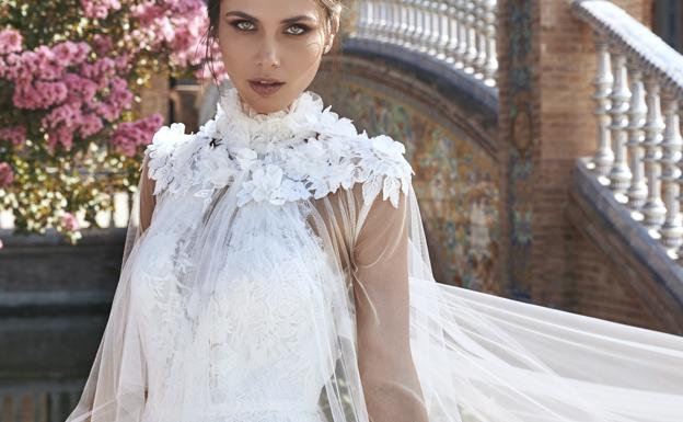 Imagen principal - Varios modelos de la colección de Pronovias con Marchesa. 