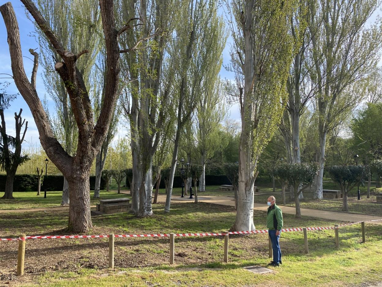  José Ignacio Amelivia observa el parque de los Trabajadores de Medio Ambiente. 