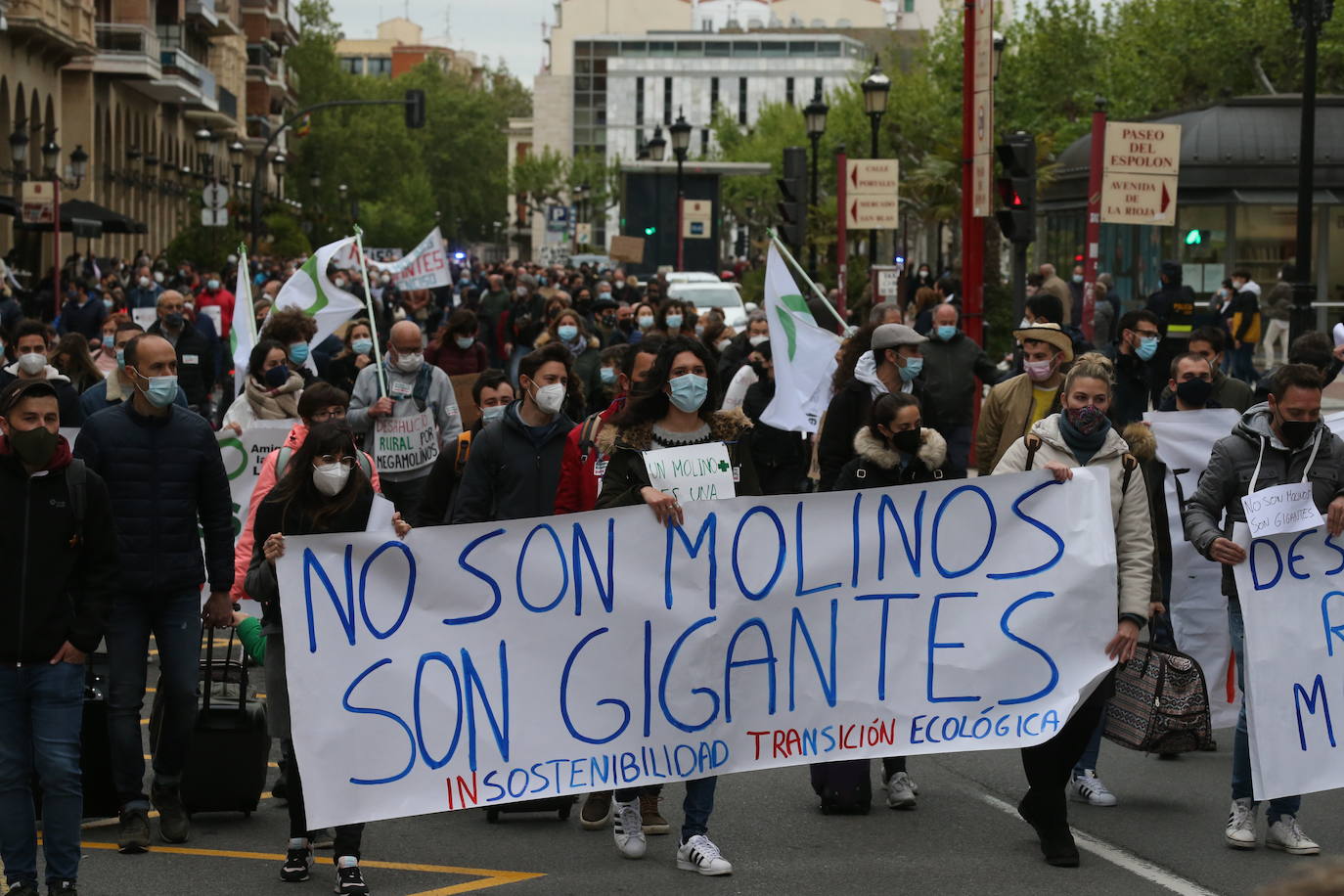 Fotos: Manifestación contra los megaparques eólicos, organizada por la Plataforma por el Desarrollo Sostenible del Alto Cidacos en Logroño