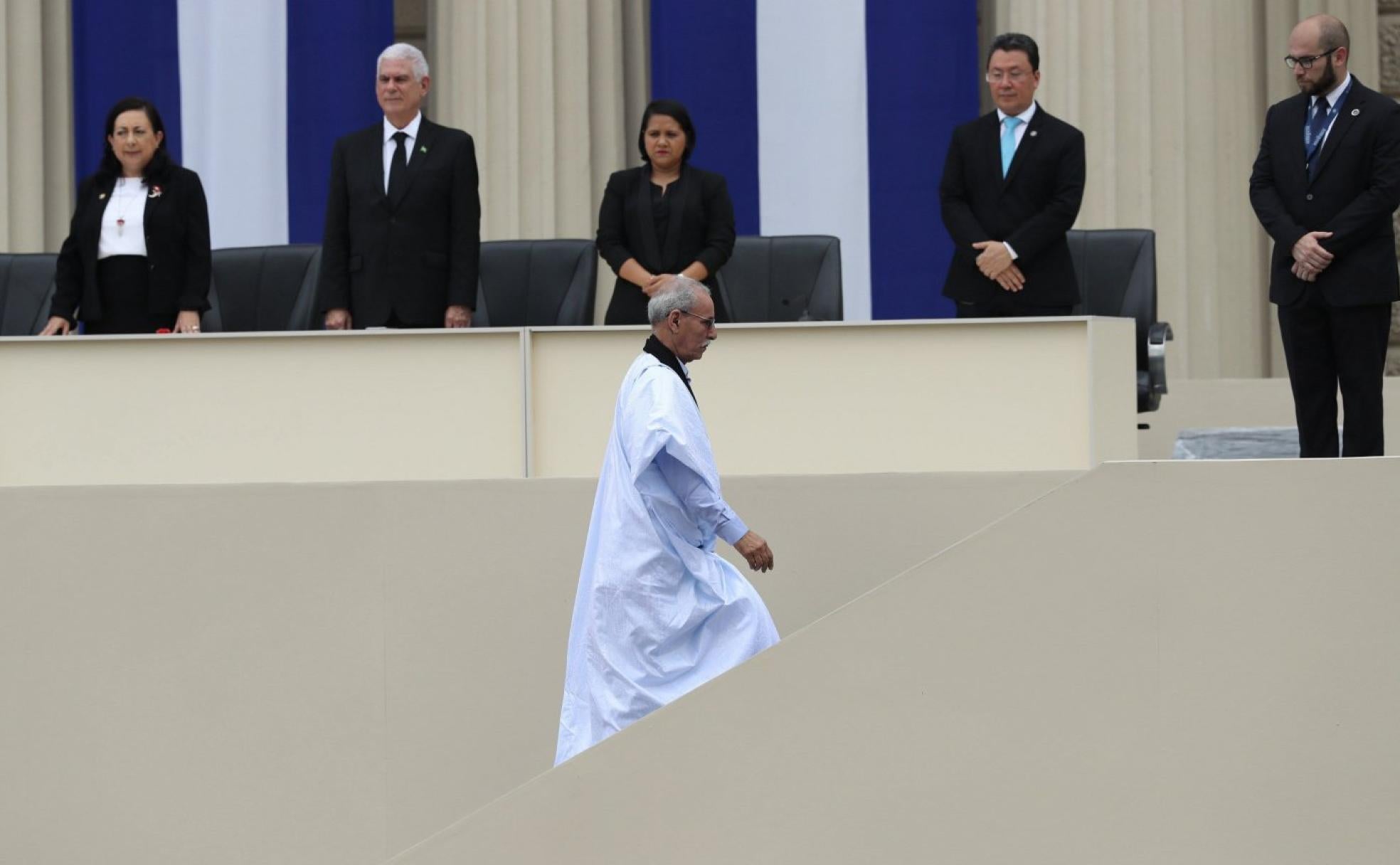Gali, durante el acto de investidura del presidente Nayib Bukele en El Salvador, donde participó en calidad de presidente de la República Árabe Saharaui Democrática. 