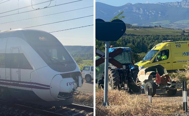 Así han quedado el tren y la cisterna del tractor. 