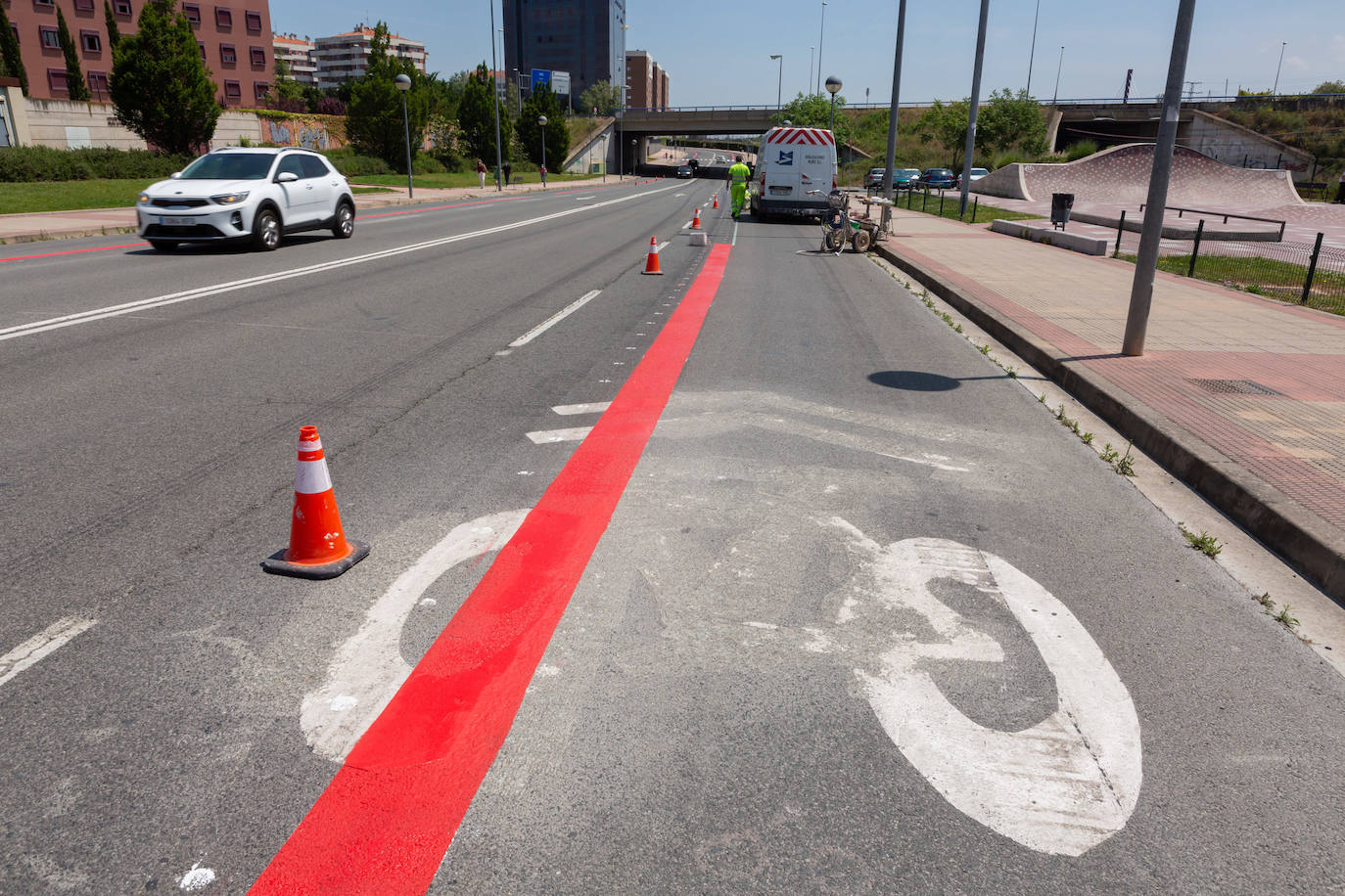 Fotos: El estado de las obras del Eje ciclista Los Lirios-El Cubo en Logroño