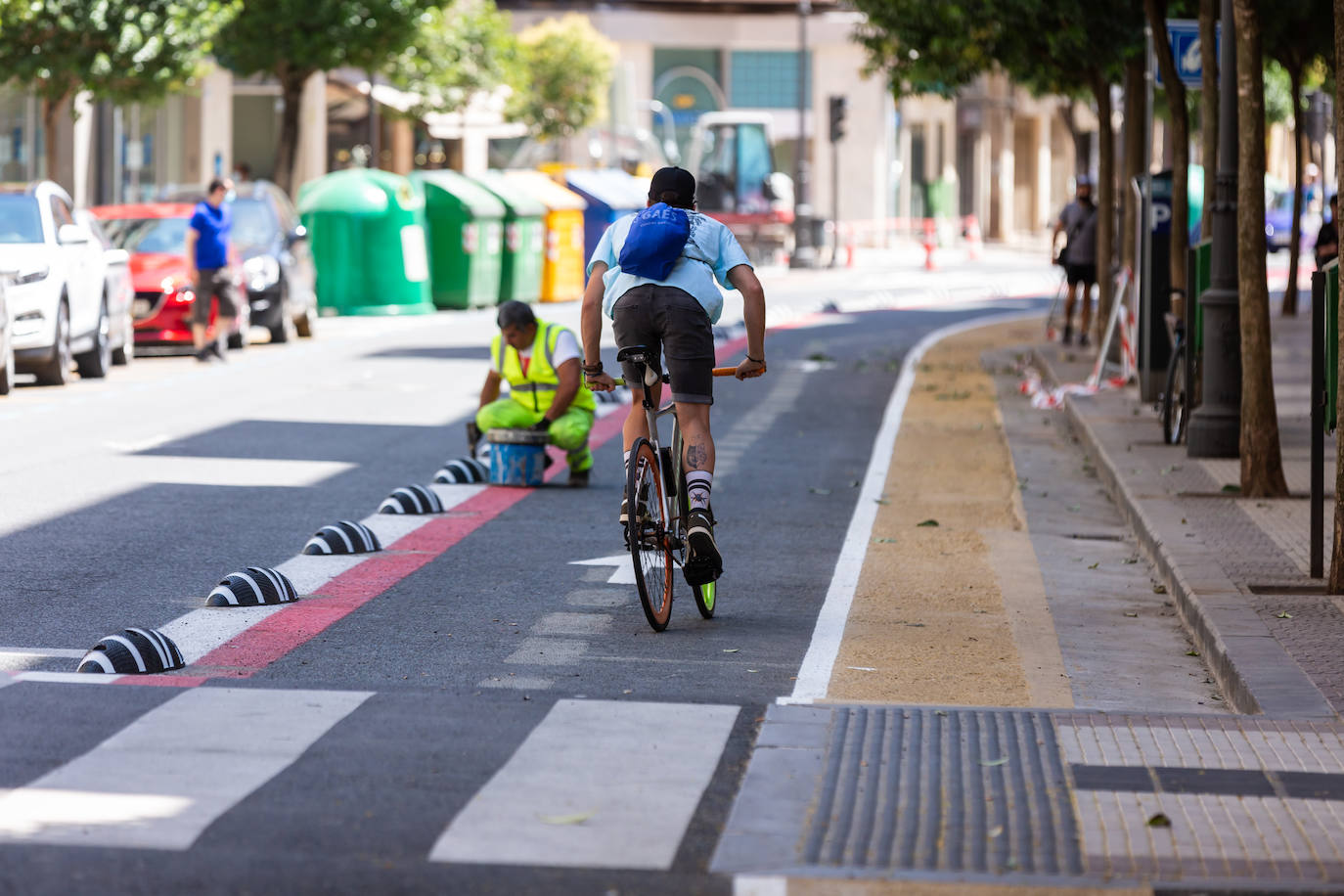 Fotos: Coches, peatones y bicicletas, entre los colores en la calzada de Duquesa de la Victoria