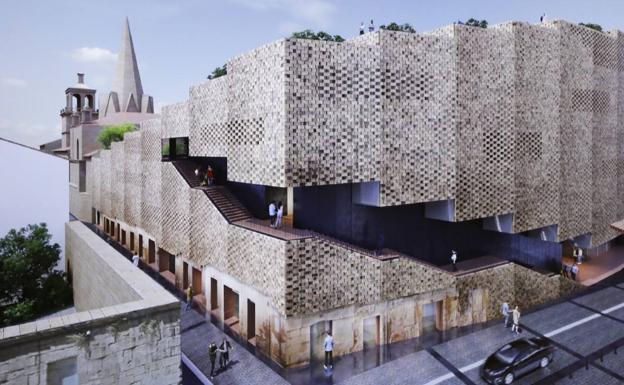 Piedra y hierro para el edificio de Kengo Kuma para Bosonit en la calle Mayor