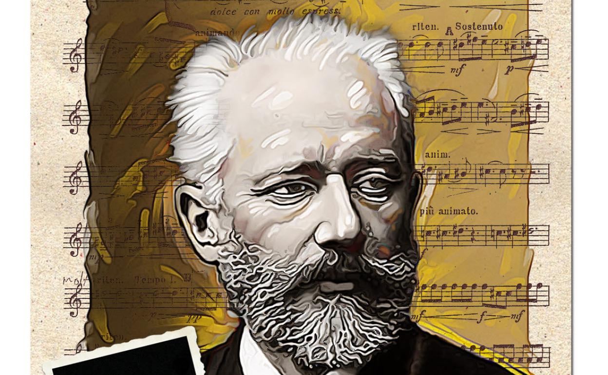 Retrato del compositor ruso Piotr Ilich Chaikovski.