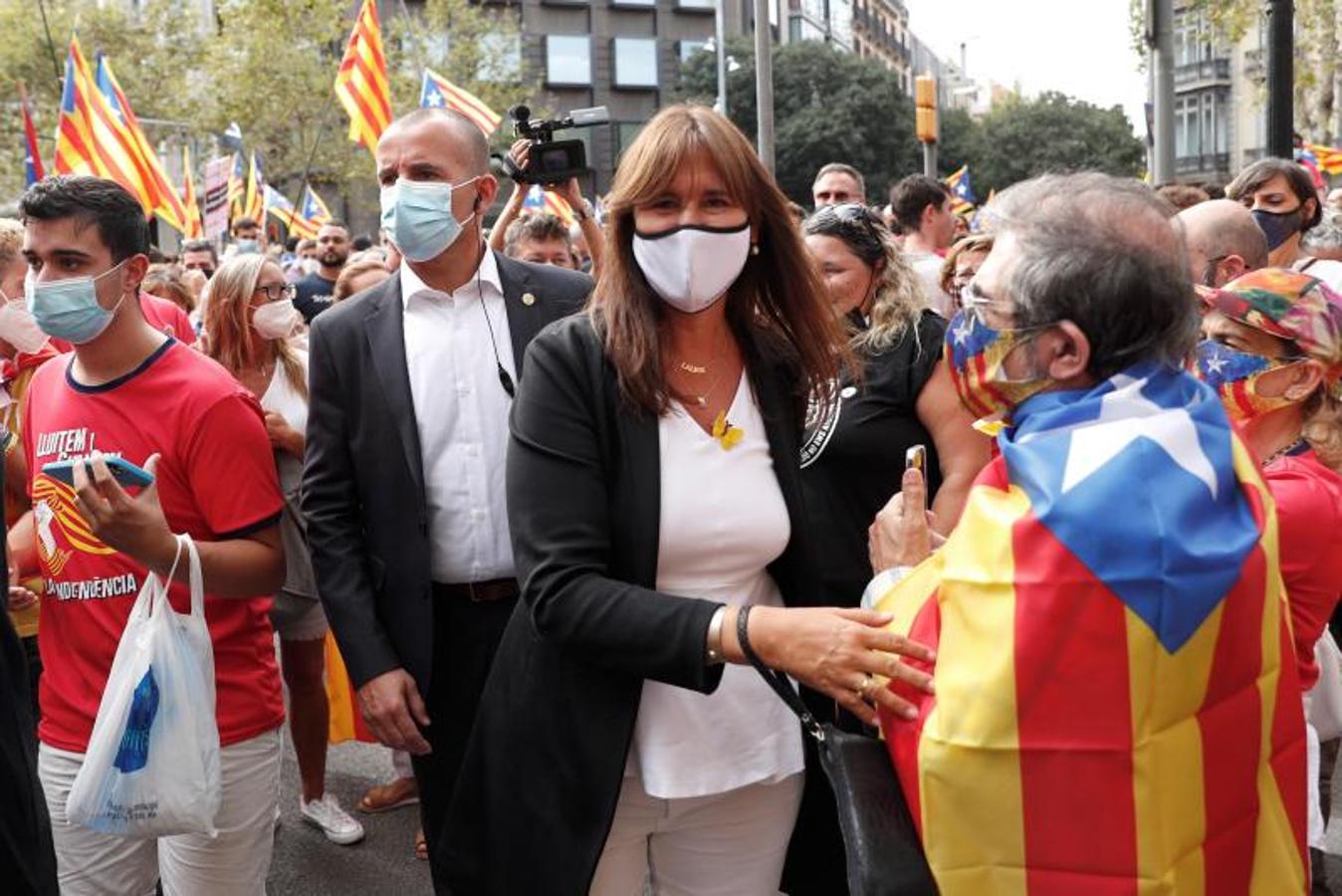 Laura Borràs, presidenta del Parlament, durante la manifestación. 