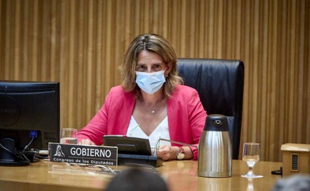 La vicepresidenta y ministra para la Transición Ecológica, Teresa Ribera, en el Congreso. 