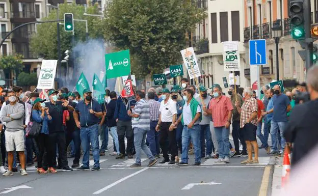 Imagen principal - Más de un millar de viticultores toman Logroño para reclamar unos precios dignos para la uva