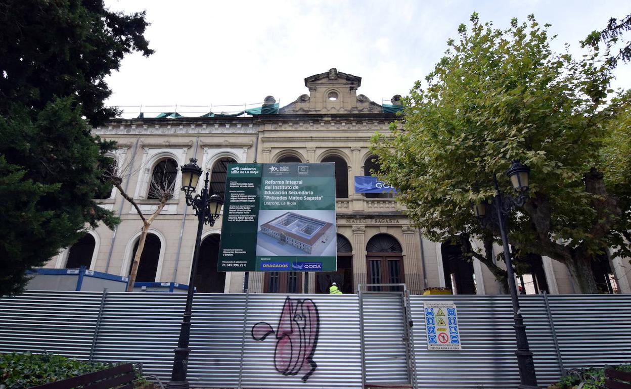 Imagen de archivo de las obras del IES Sagasta, de Logroño. 