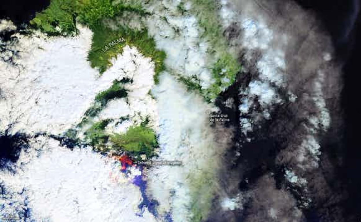 El nuevo volcán de La Palma visto desde la misión Copernicus Sentinel-2. 