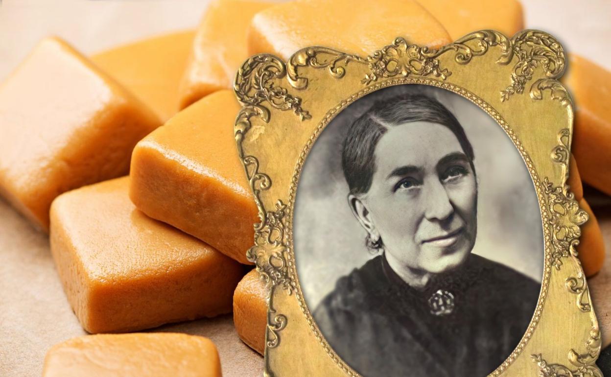 Caramelos de toffee y retrato de Antolina Ruiz-Olalde. 