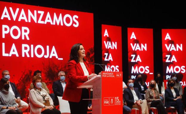 Concha Andreu, durante la clausura del 15º Congreso Regional del PSOE.