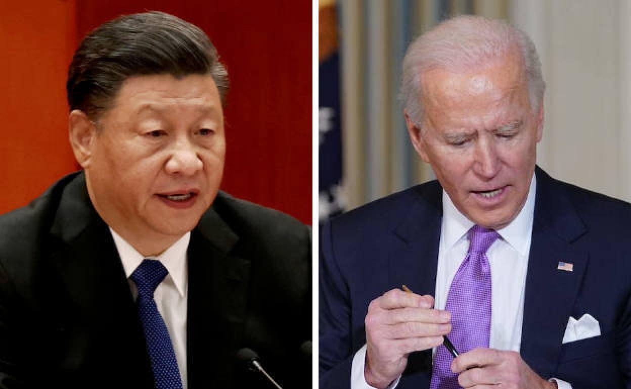 Xi Jinping y Joe Biden. 