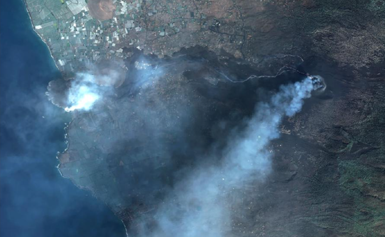 Zona afectada por el nuevo volcán de La Palma.