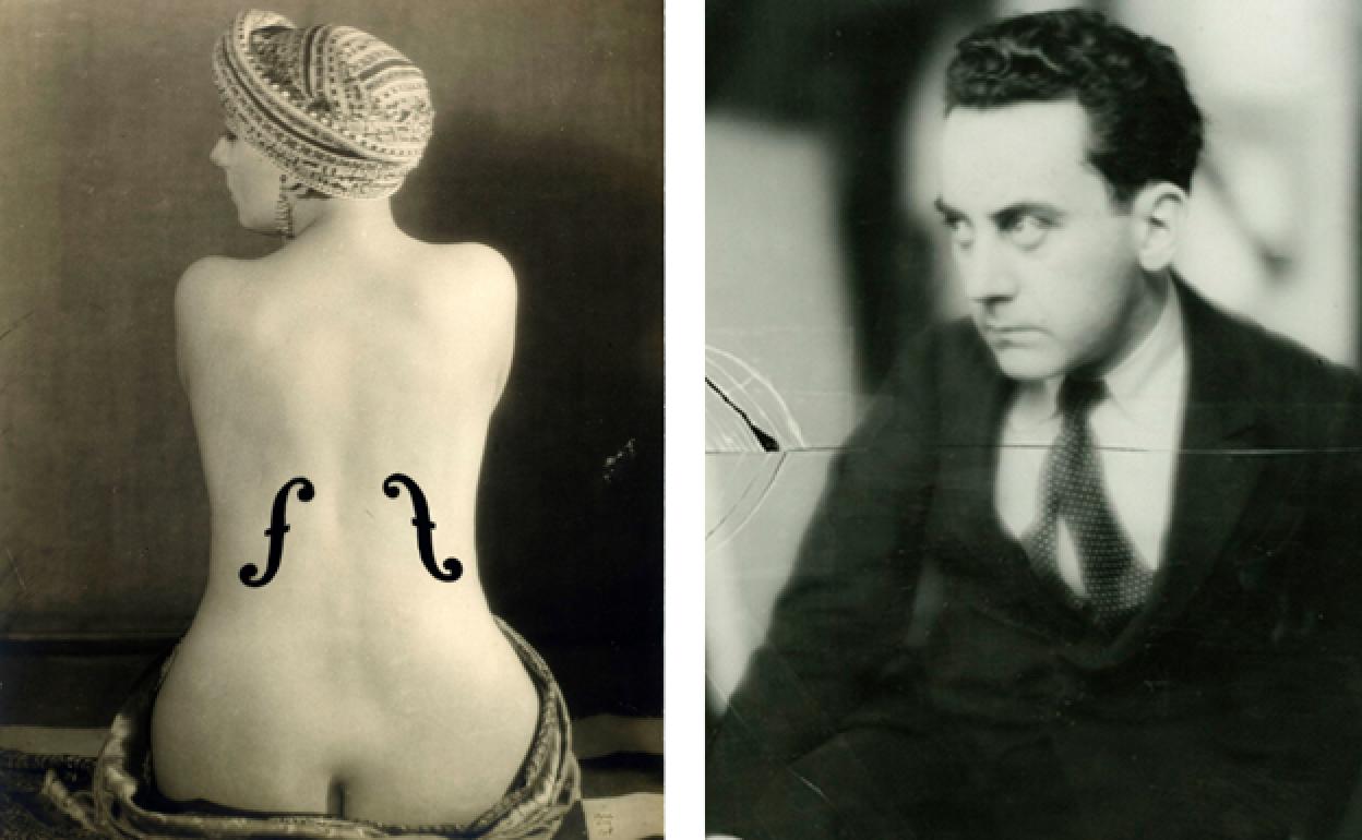 Una copia de 'El violín de Ingres' que Man Ray, a la derecha, realizó en 1924. 