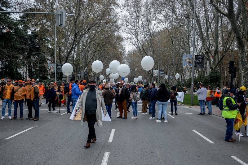 Movilizados por la plataforma '20Mrural', han tomado el corazón de la capital de España desde primera hora de la mañana, mucho antes de que a las 11:00 horas comenzara la gran manifestación frente al Ministerio de Agricultura.