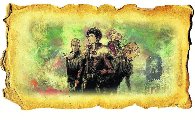 Serinoa de Wolffort, Roland de Glaucoburgo, Frederica de Fraguahelada y Benedict Pascal, protagonistas de 'Triangle Strategy'. 