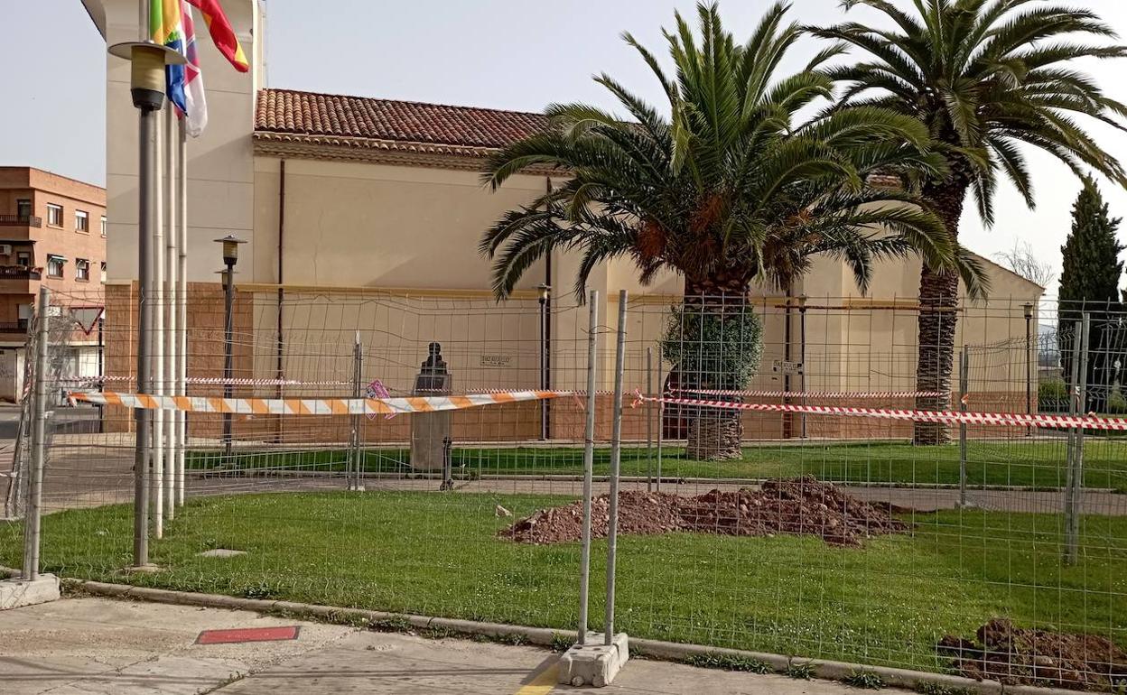 Vallado en la zona de actuación en la plaza Juan de Jesús María. 