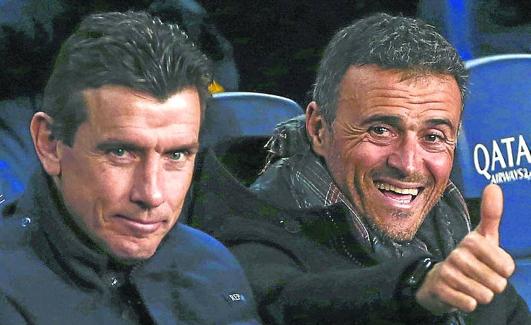 Unzúe, con Luis Enrique, en sus tiempos como segundo del Barça. 