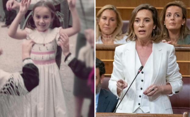 Cuca Gamarra, una niña, hace 40 años; en el Congreso, en la actualidad. 