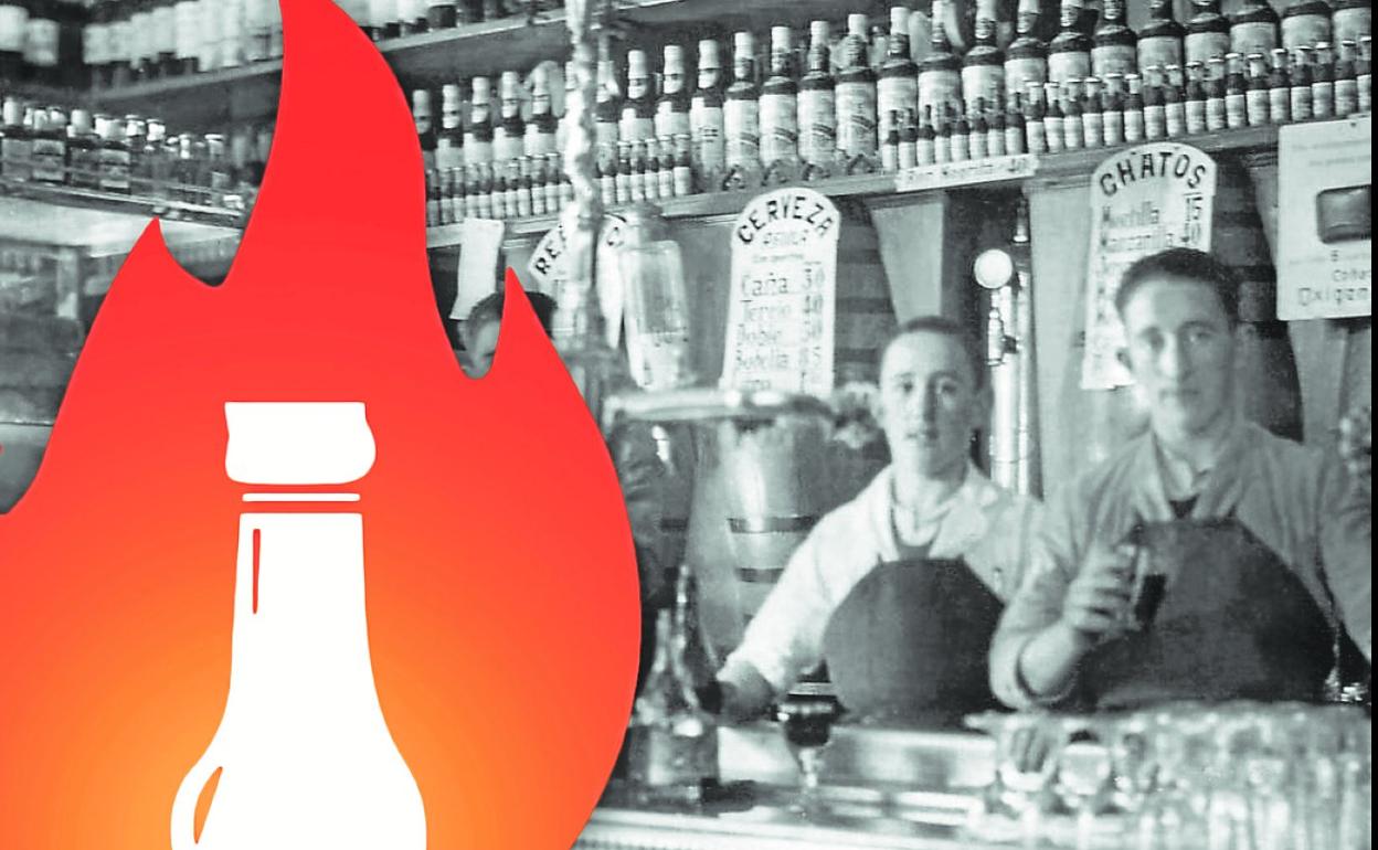 Interior del bar Santander (Augusto Figueroa 25, Madrid) en los años 40. 