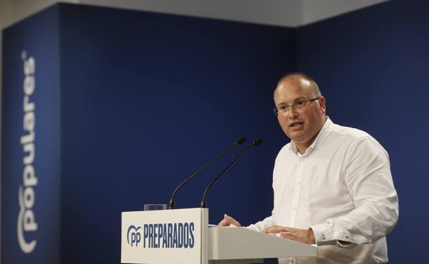 El vicesecretario de Organización Territorial de los populares, Miguel Tellado,. durante su intervención este viernes.